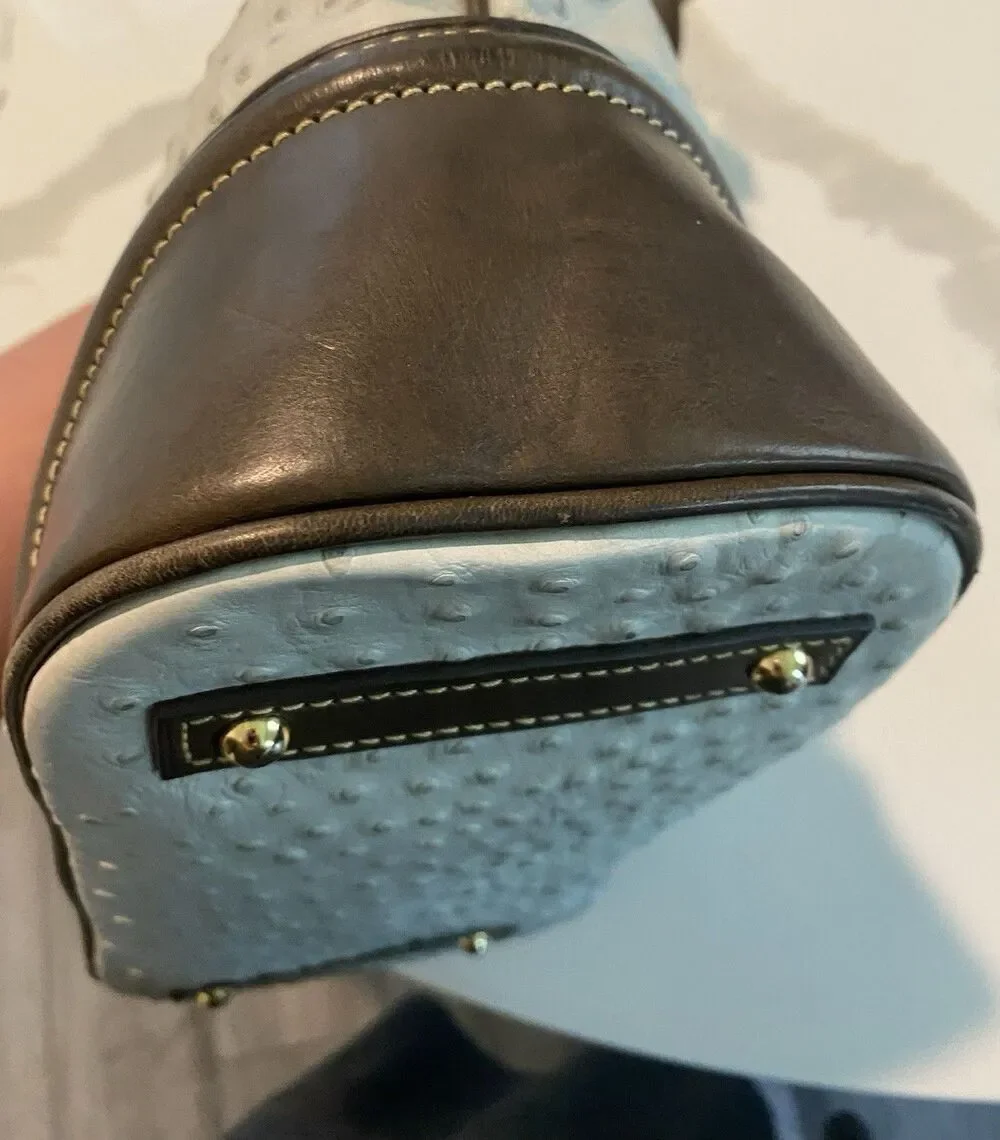Dooney & Bourke Ostrich Hobo In Bone And Brown